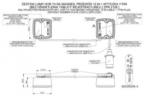 Zestaw lamp zespolonych diodowych 12-24V z wtyczka 12 mb